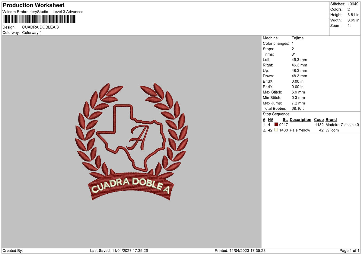 Cuadra D Embroidery