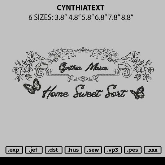 Cynthiatext Emboidery File 6 sizes
