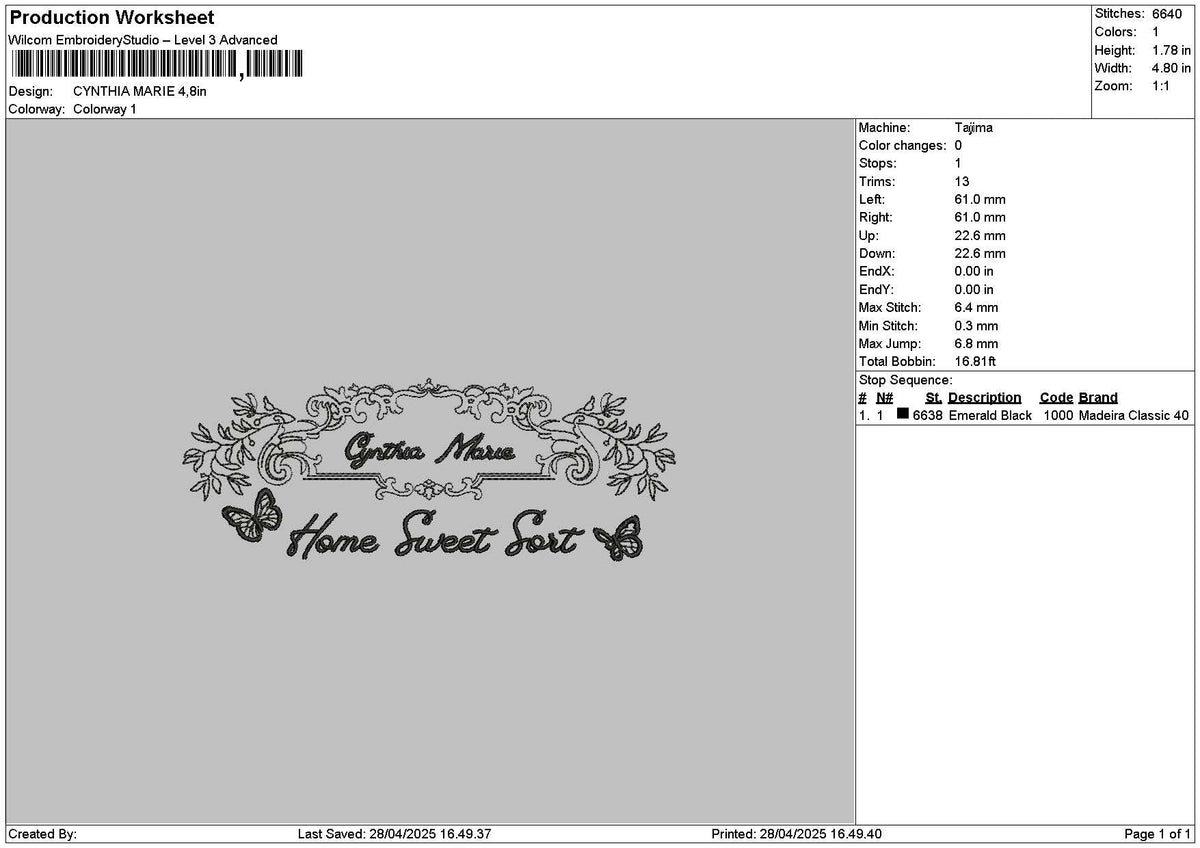 Cynthiatext Emboidery File 6 sizes