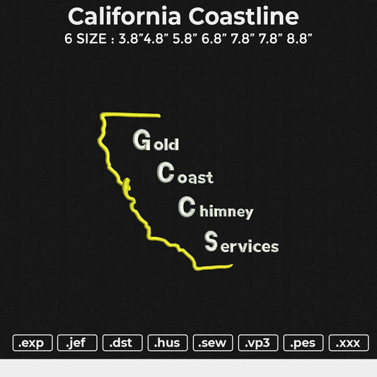 California Coastline Embroidery File 6 size