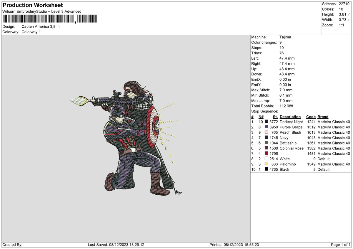 Captain 02 Embroidery File 6 sizes