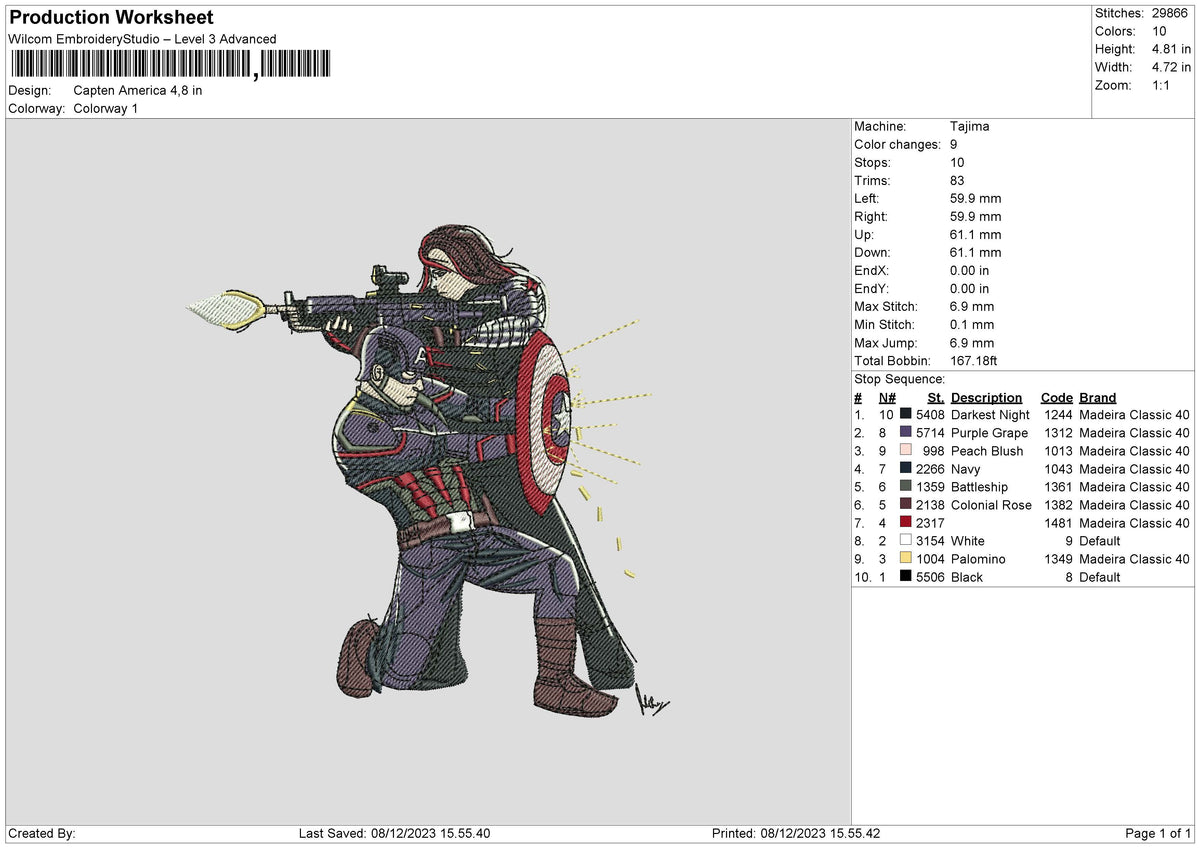 Captain 02 Embroidery File 6 sizes