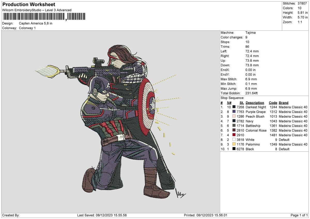 Captain 02 Embroidery File 6 sizes