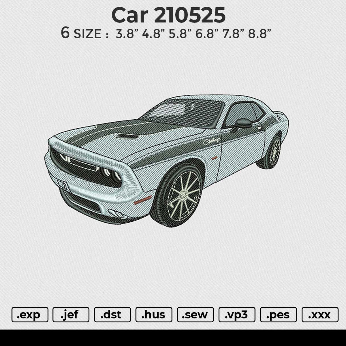 Car 210525 Embroidery File 6 size