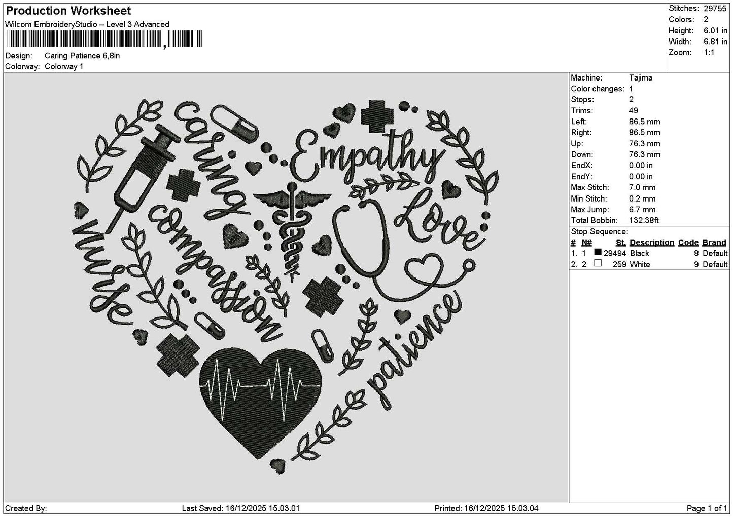 Caringtext Embroidery File 6 sizes