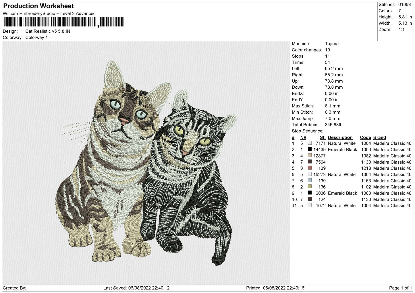 Cat Realistic v5 Embroidery