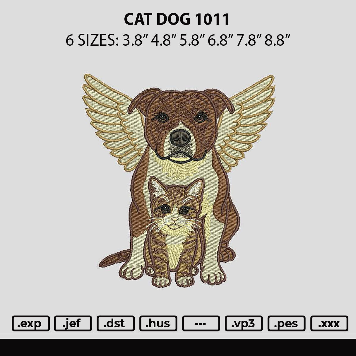 Cat Dog 1011 Embroidery File 6 sizes