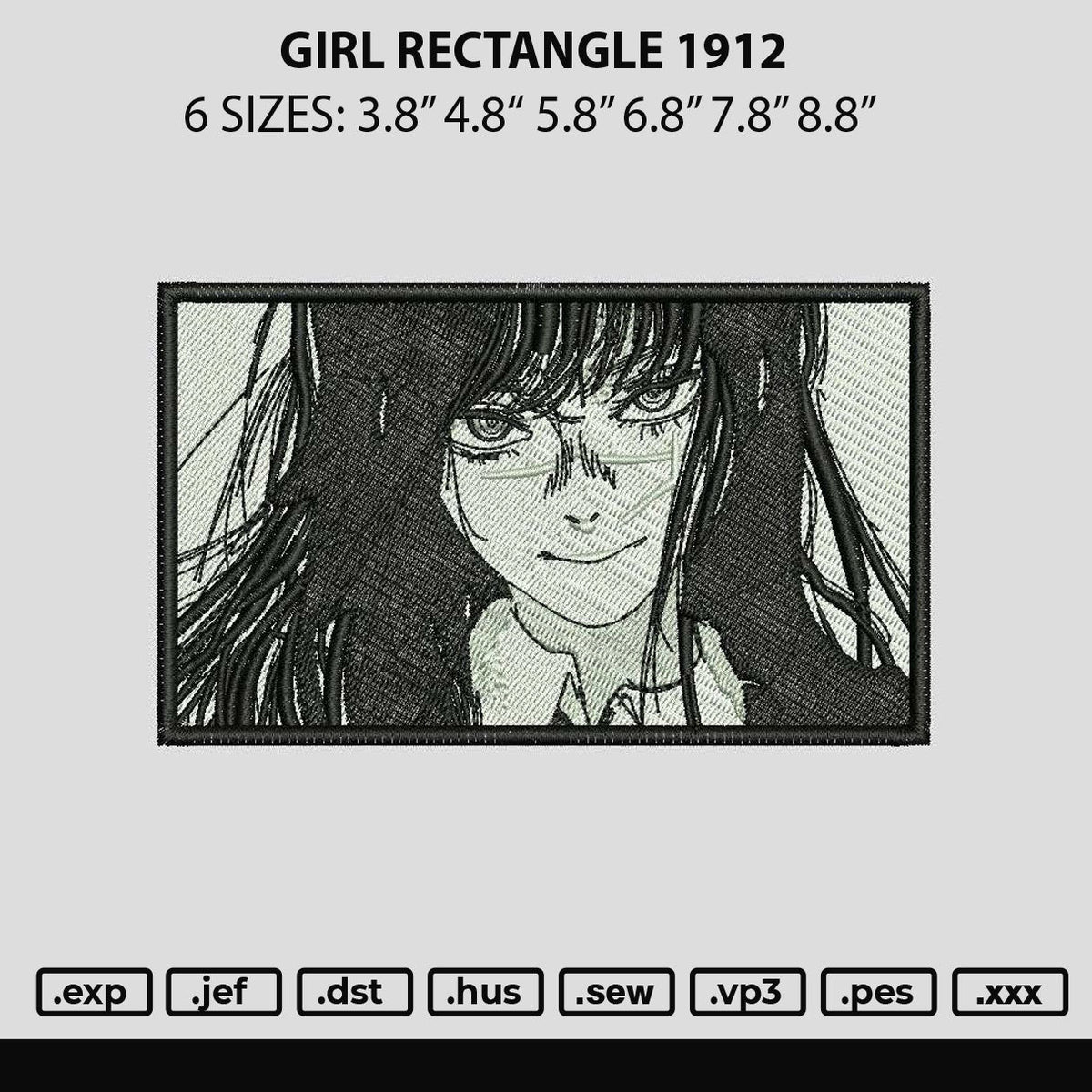 Girl Rectangle 1912 Embroidery File 6 sizes