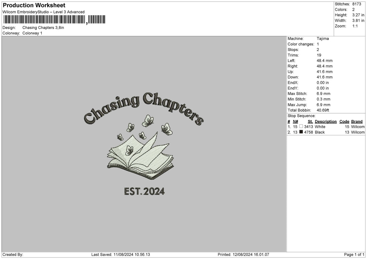 Book 1208 Embroidery File 6 sizes