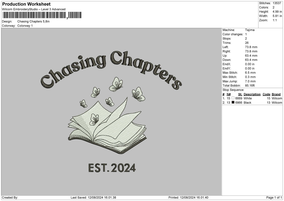 Book 1208 Embroidery File 6 sizes