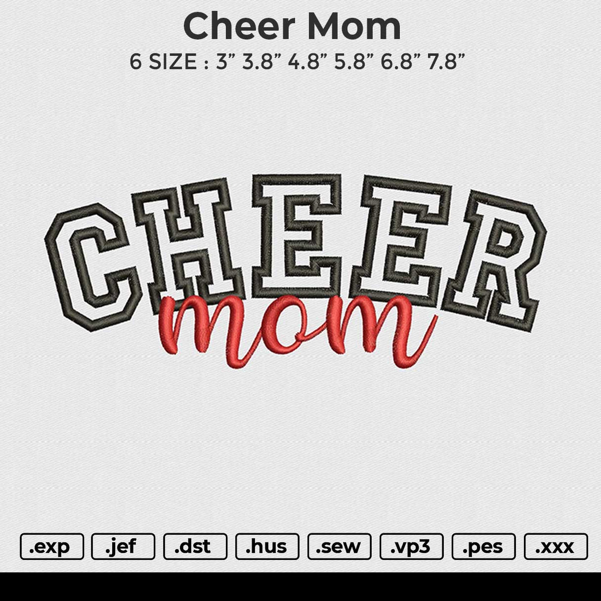 Cheer Mom Embroidery File 6 size