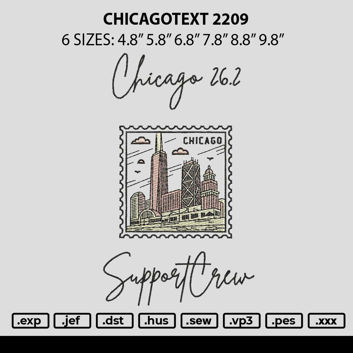 Chicagotext 2209 Embroidery File 6 sizes