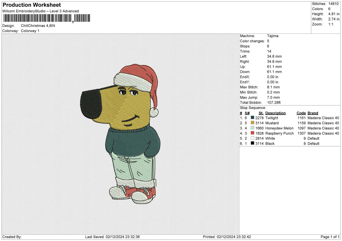 ChillChristmas Embroidery File 6 size