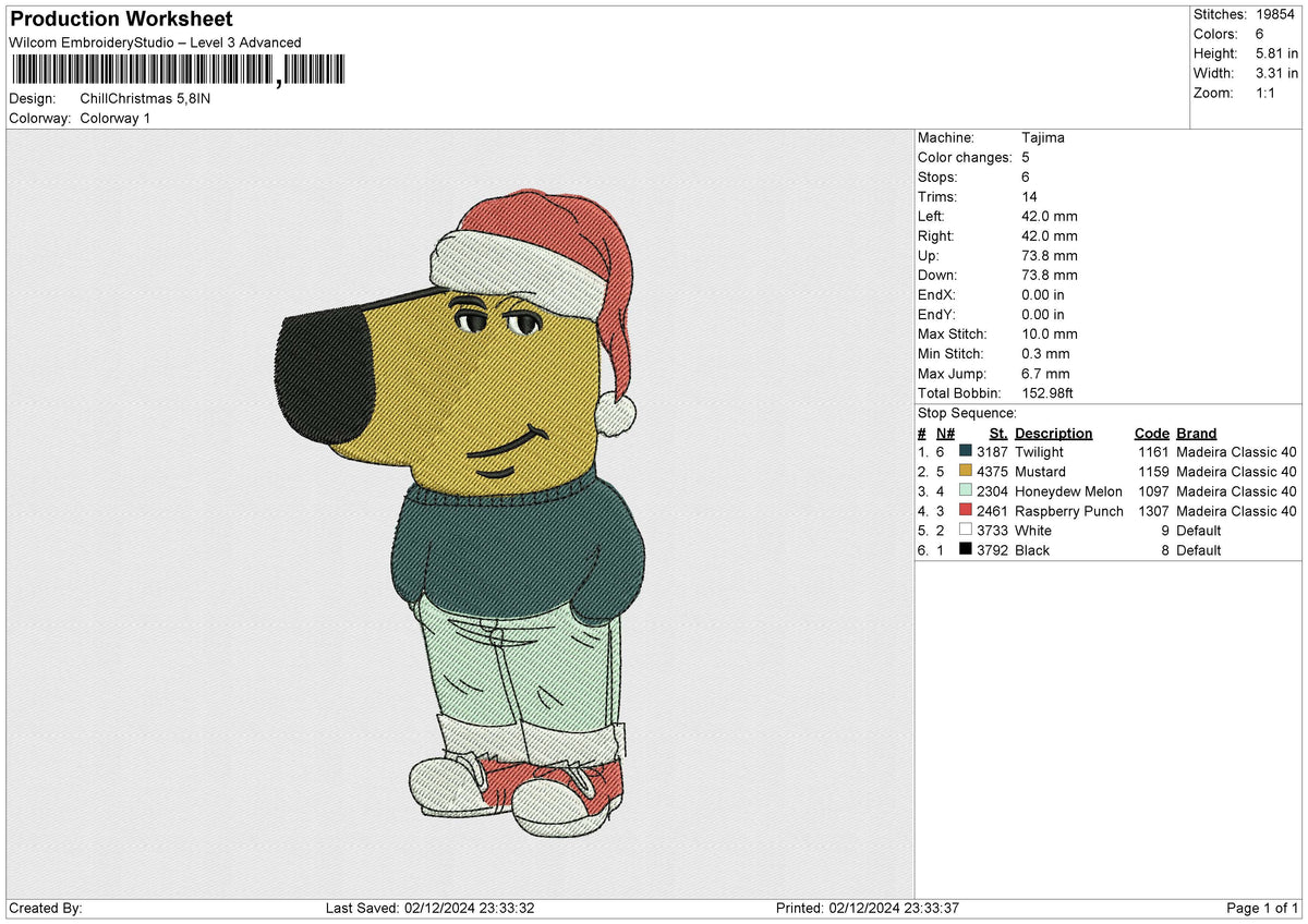 ChillChristmas Embroidery File 6 size