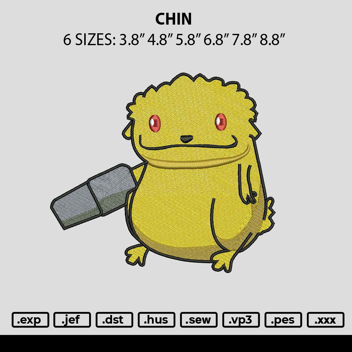 Chin Embroidery File 6 sizes