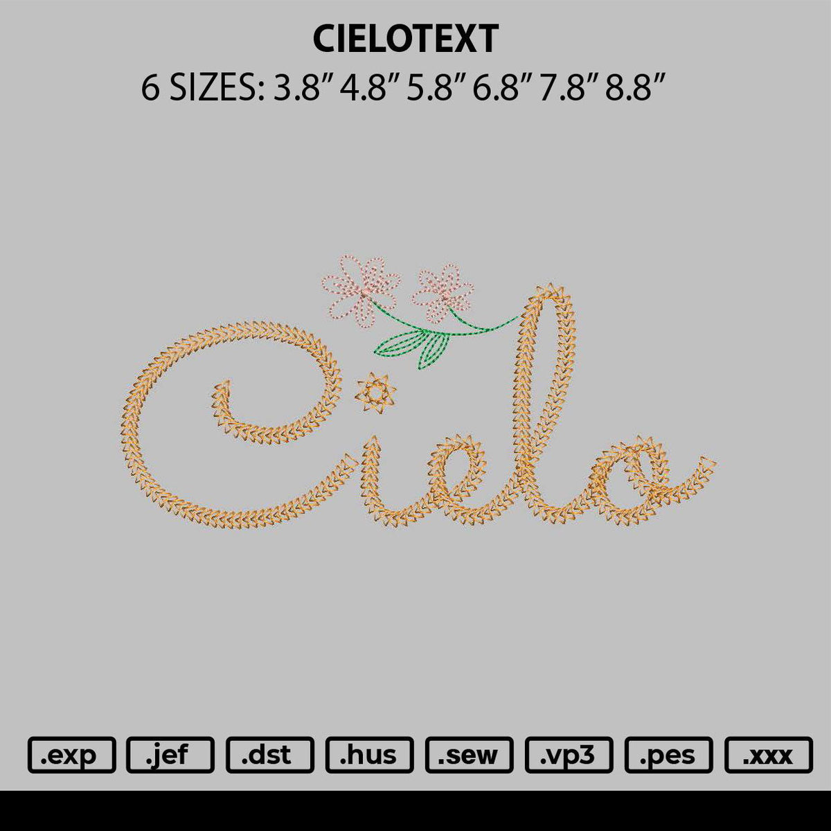 Cielotext Embroidery File 6 sizes