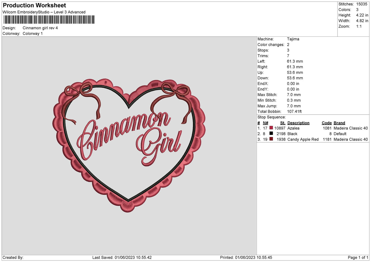 Cinnamon Girl Embroidery File 6 sizes