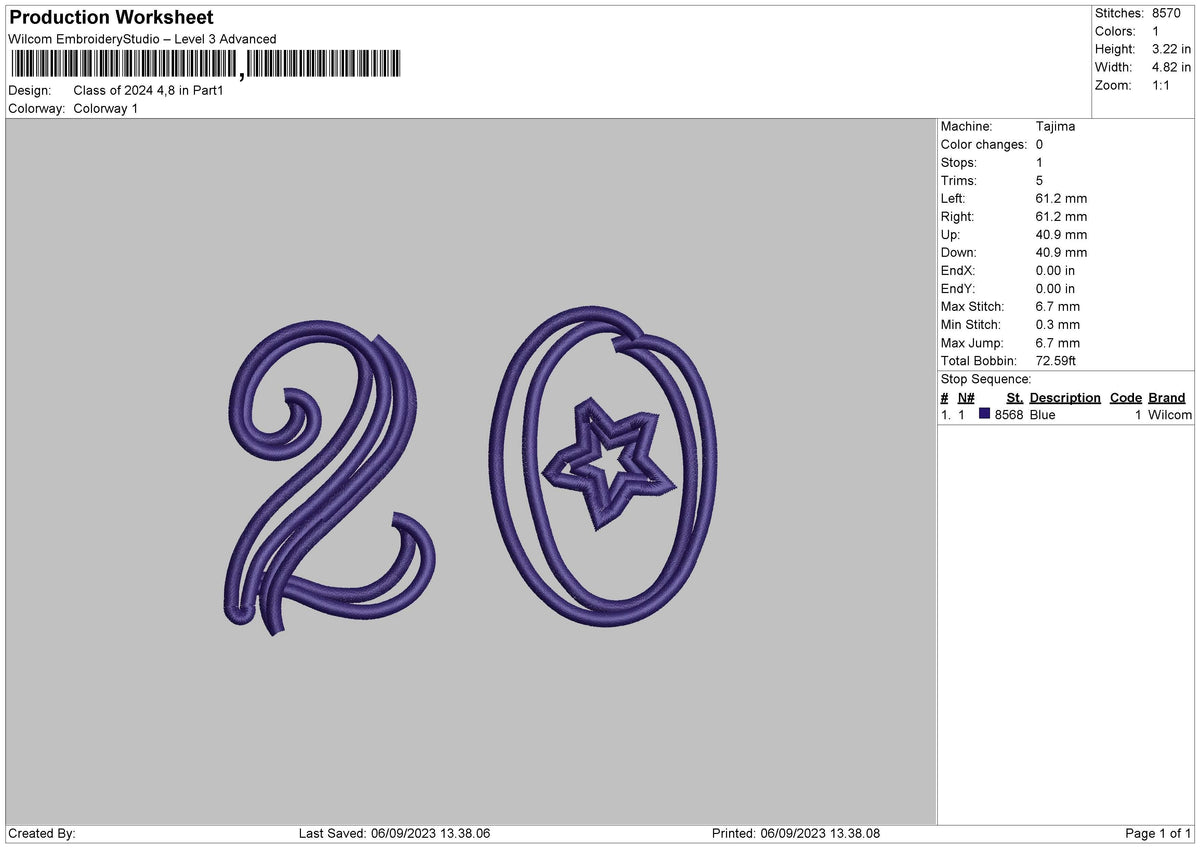 Class Of 2024 3 Parts Embroidery File