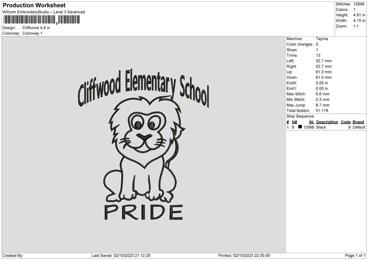 Clifwood Embroidery File 6 sizes