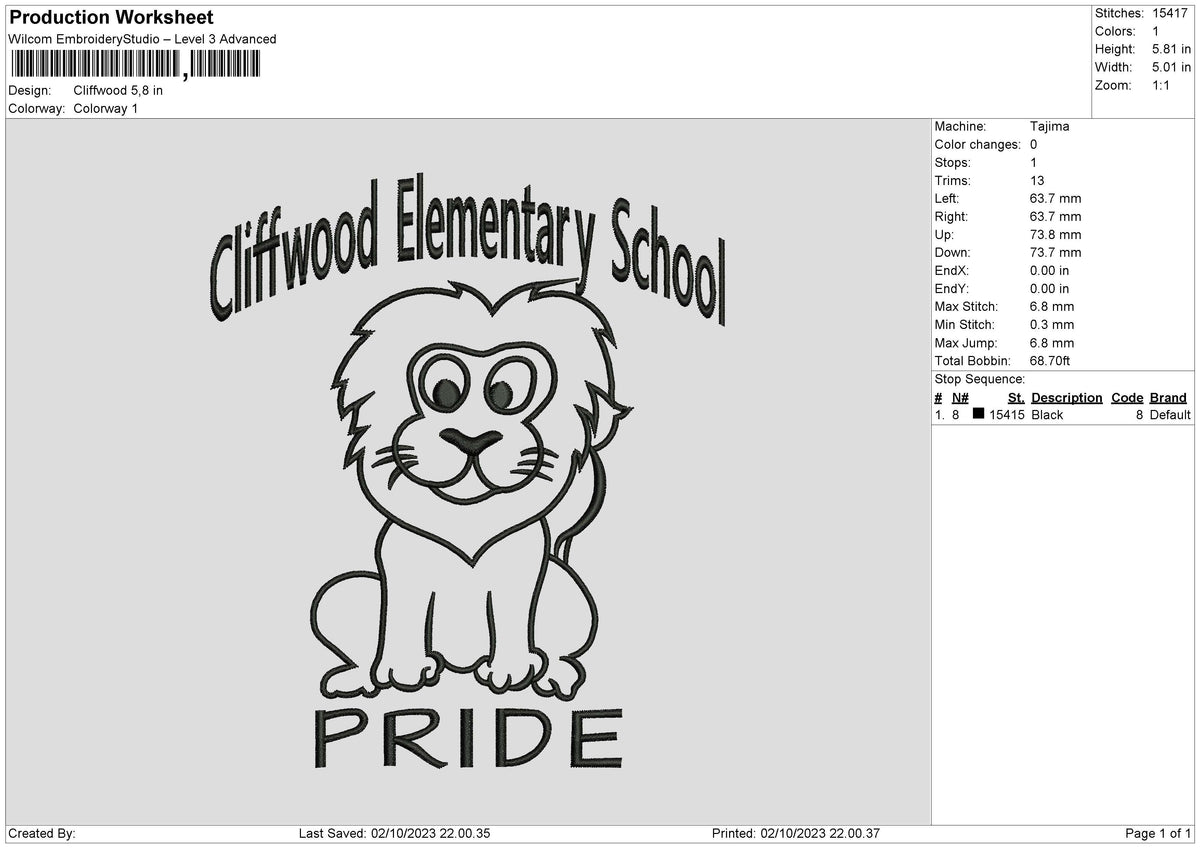 Clifwood Embroidery File 6 sizes