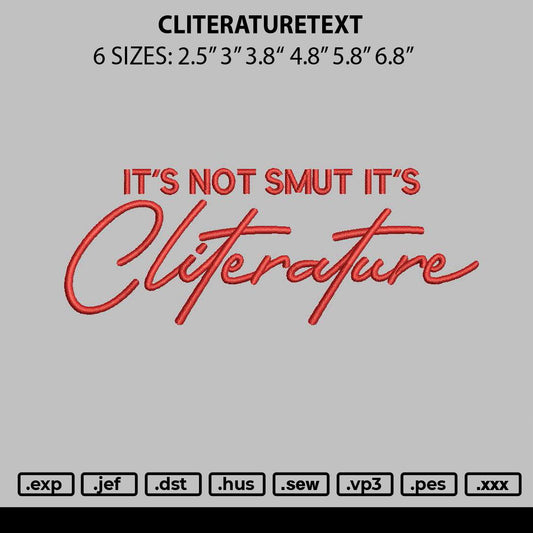 Cliteraturetext Embroidery File 6 sizes