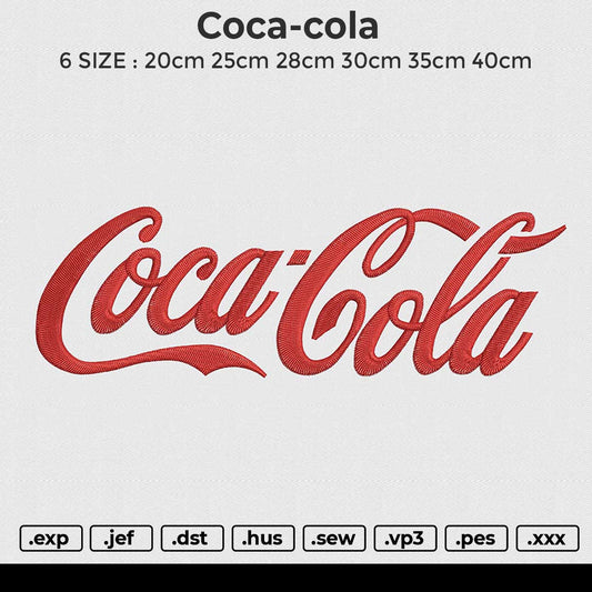 Coca-cola Embroidery File 6 size