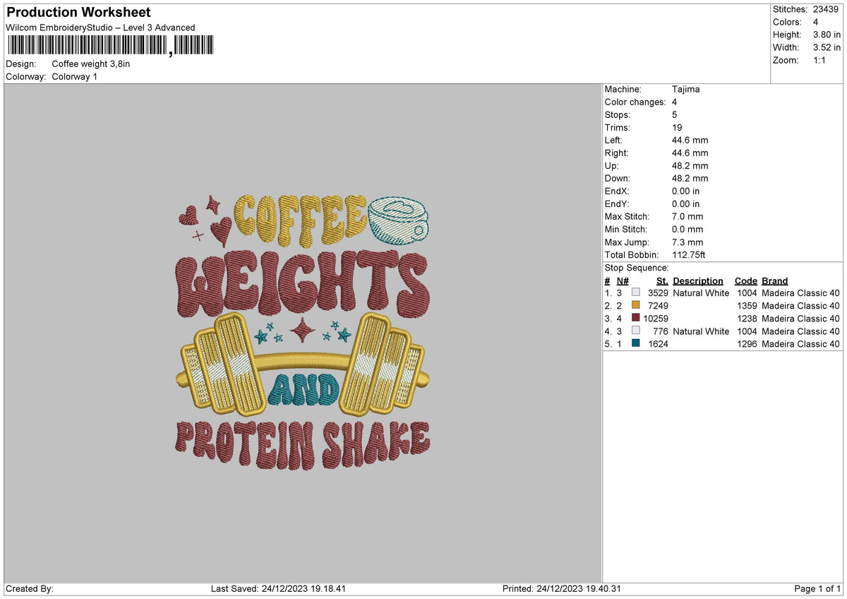 Coffee Text 2412 Embroidery File 6 sizes