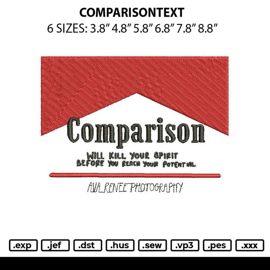 Comparisontext Embroidery File 6 sizes