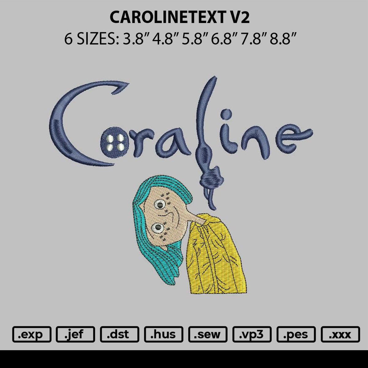 Caroline Text V2 Embroidery File 6 sizes