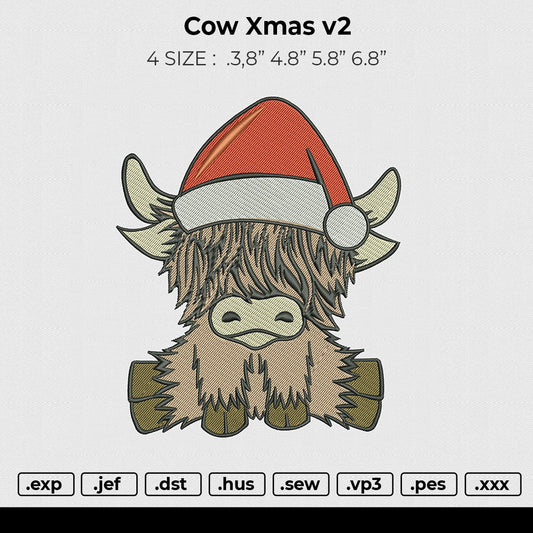 Cow Xmas v2 Embroidery