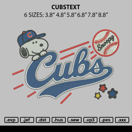 Cubstext Embroidery Machine Design File 6 sizes