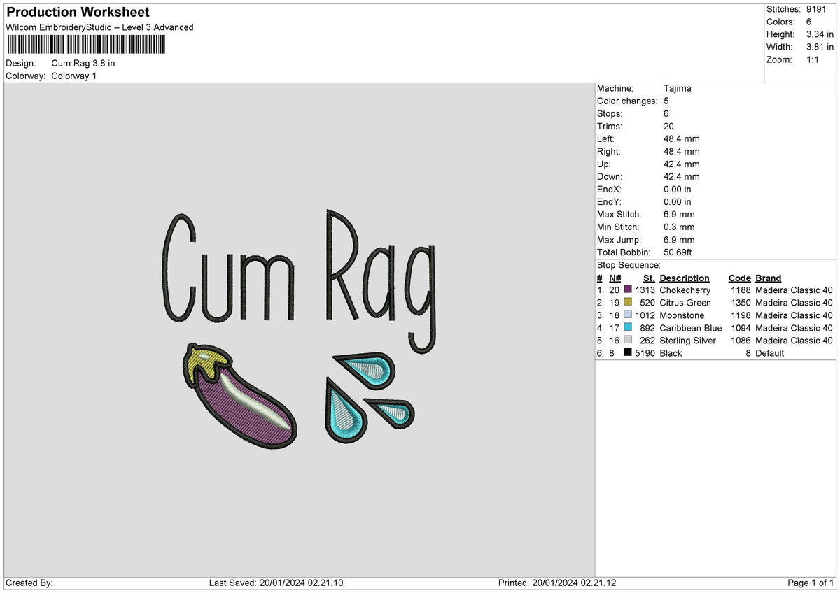 Cumrag Embroidery File 6 sizes