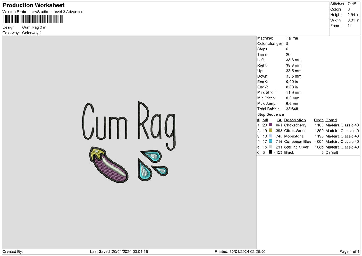 Cumrag Embroidery File 6 sizes