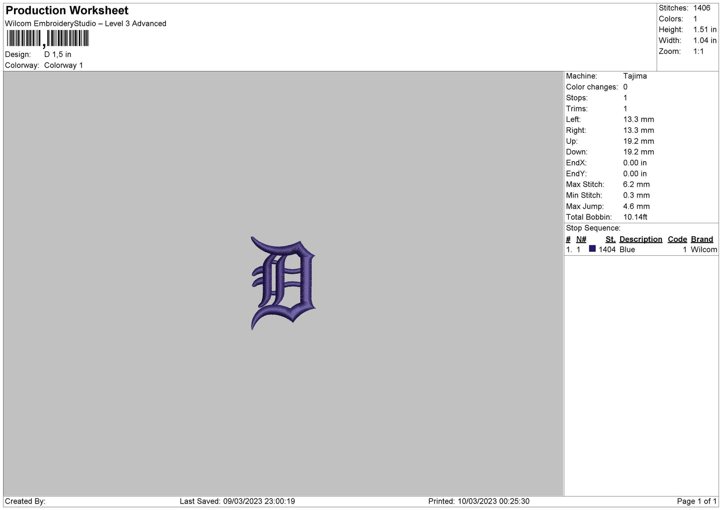 D Embroidery File 6 sizes