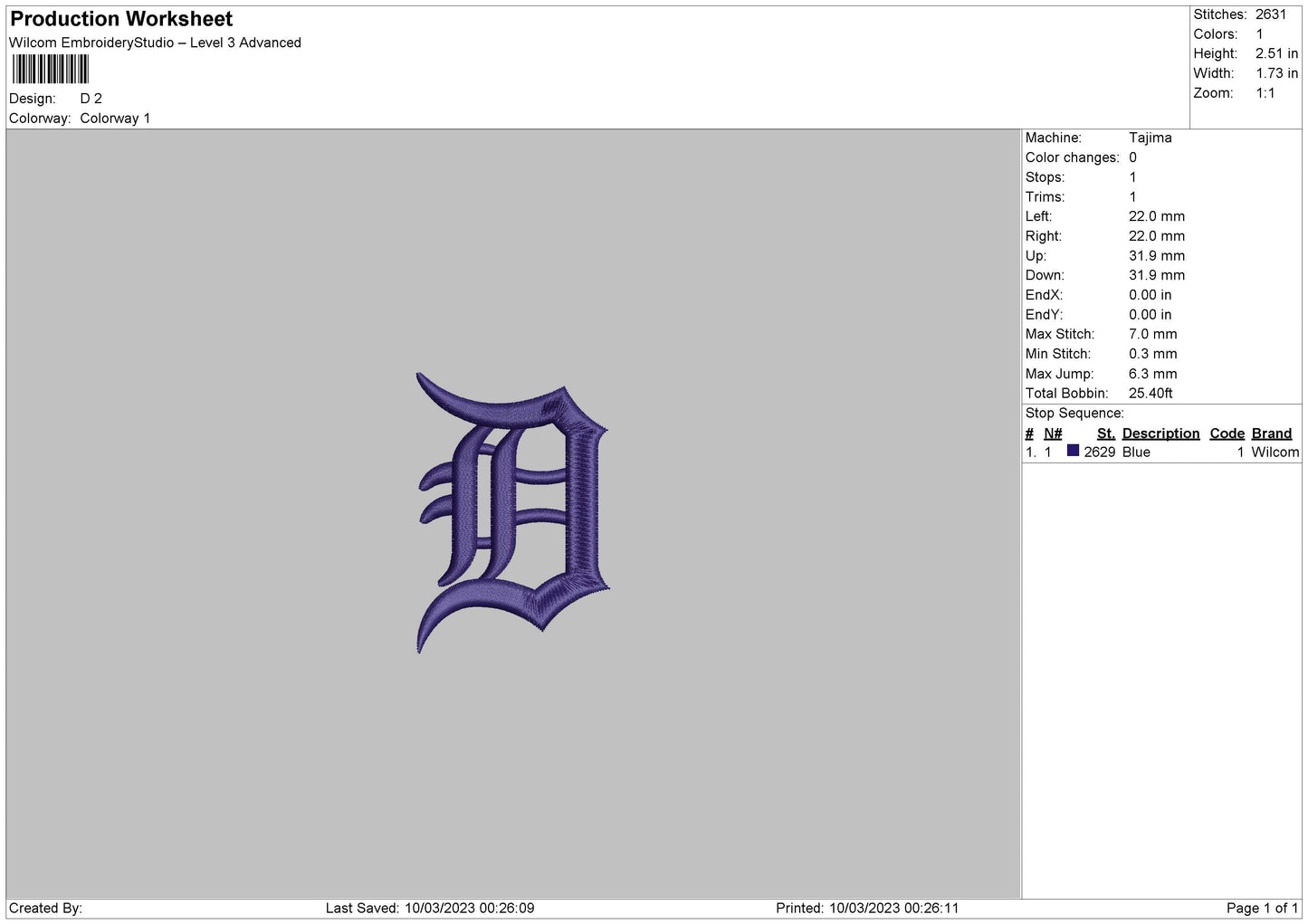D Embroidery File 6 sizes