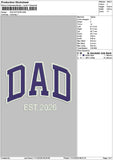 Dadtext 26 Embroidery File 6 sizes