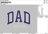 Dadtext 26 Embroidery File 6 sizes