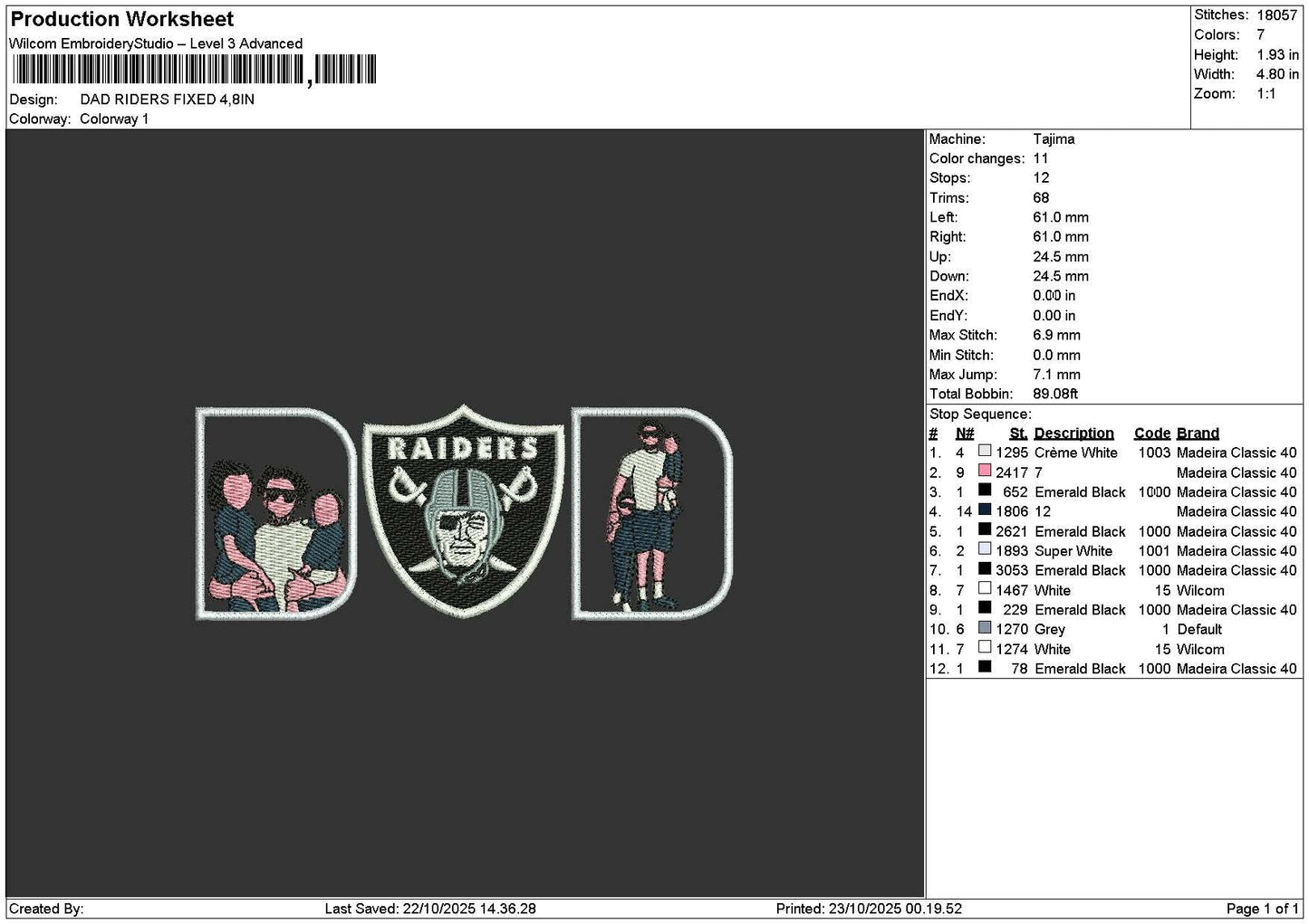 Dad Photoflat 1810 Embroidery File 6 sizes