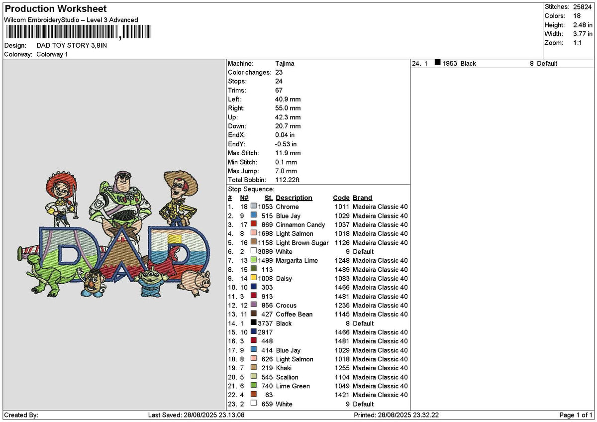 Dad Tstory Embroidery File 6 sizes