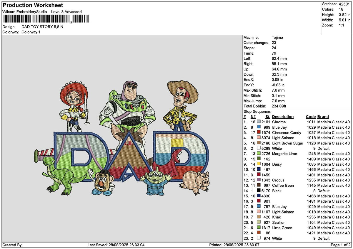 Dad Tstory Embroidery File 6 sizes