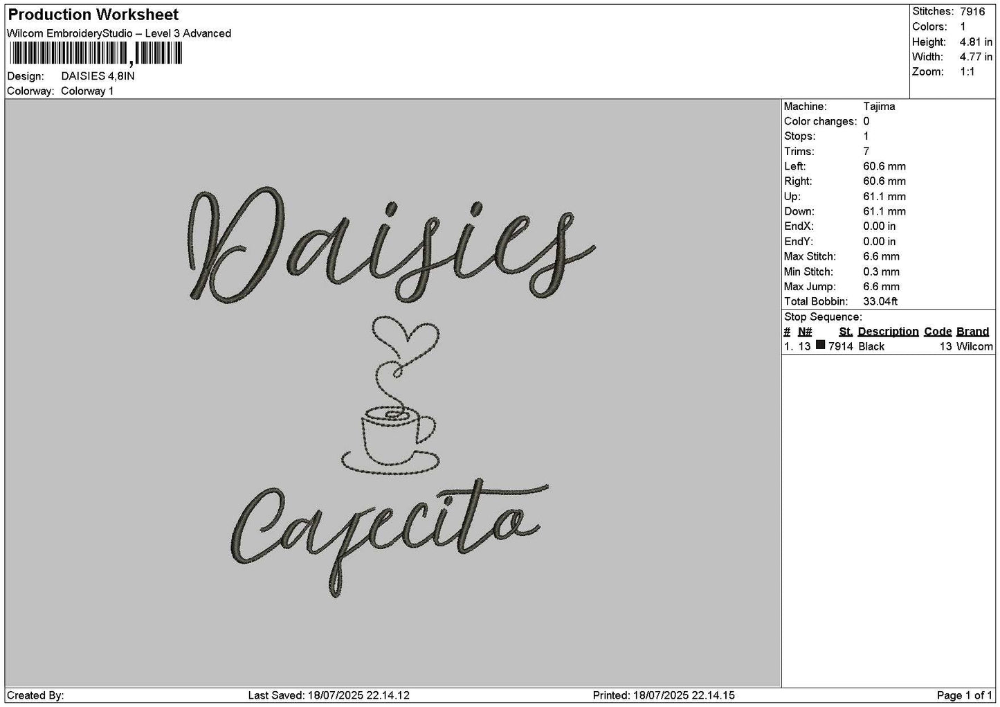 Daisiestext Embroidery File 6 sizes