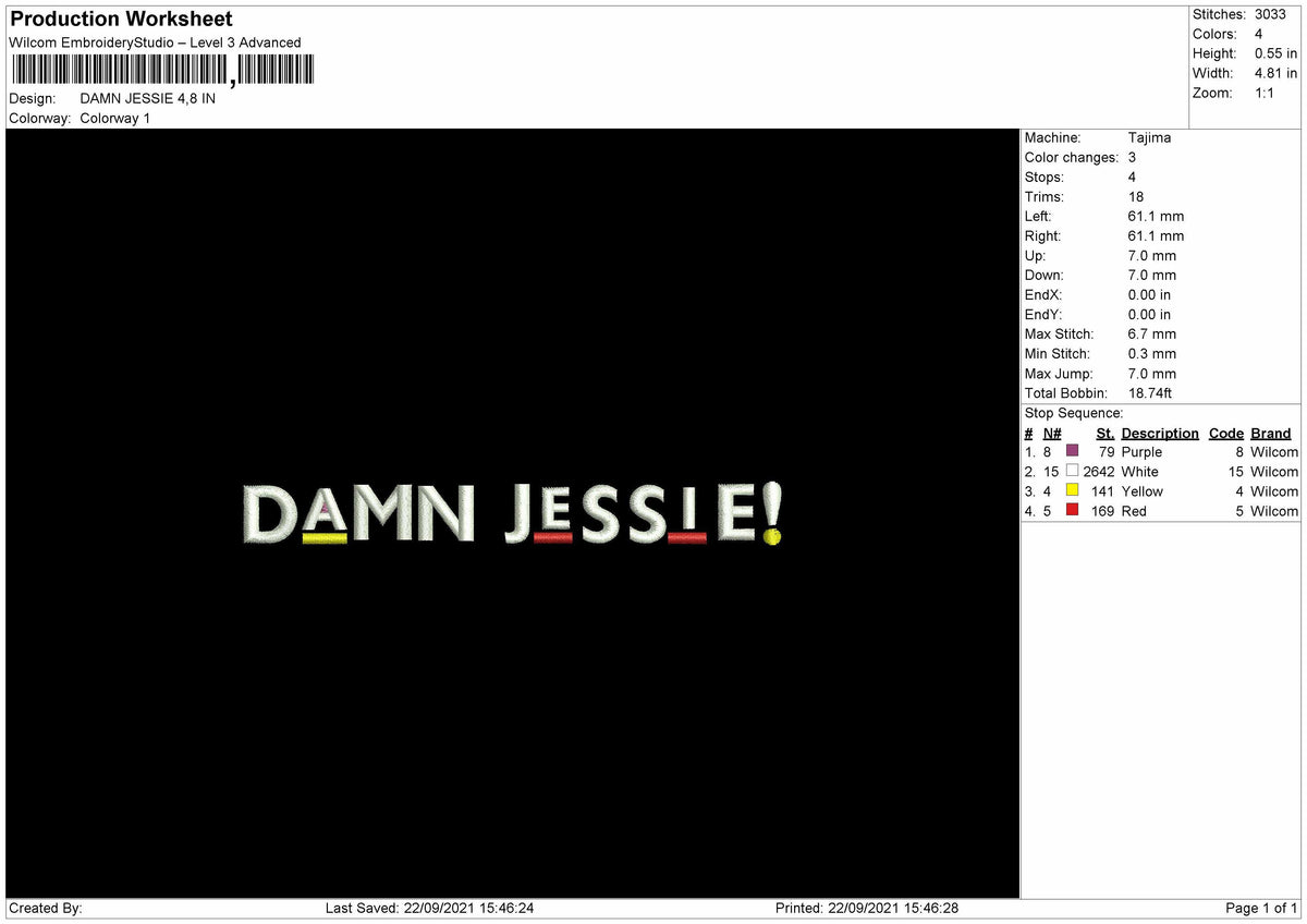 Damn Jessie Embroidery File 4 size