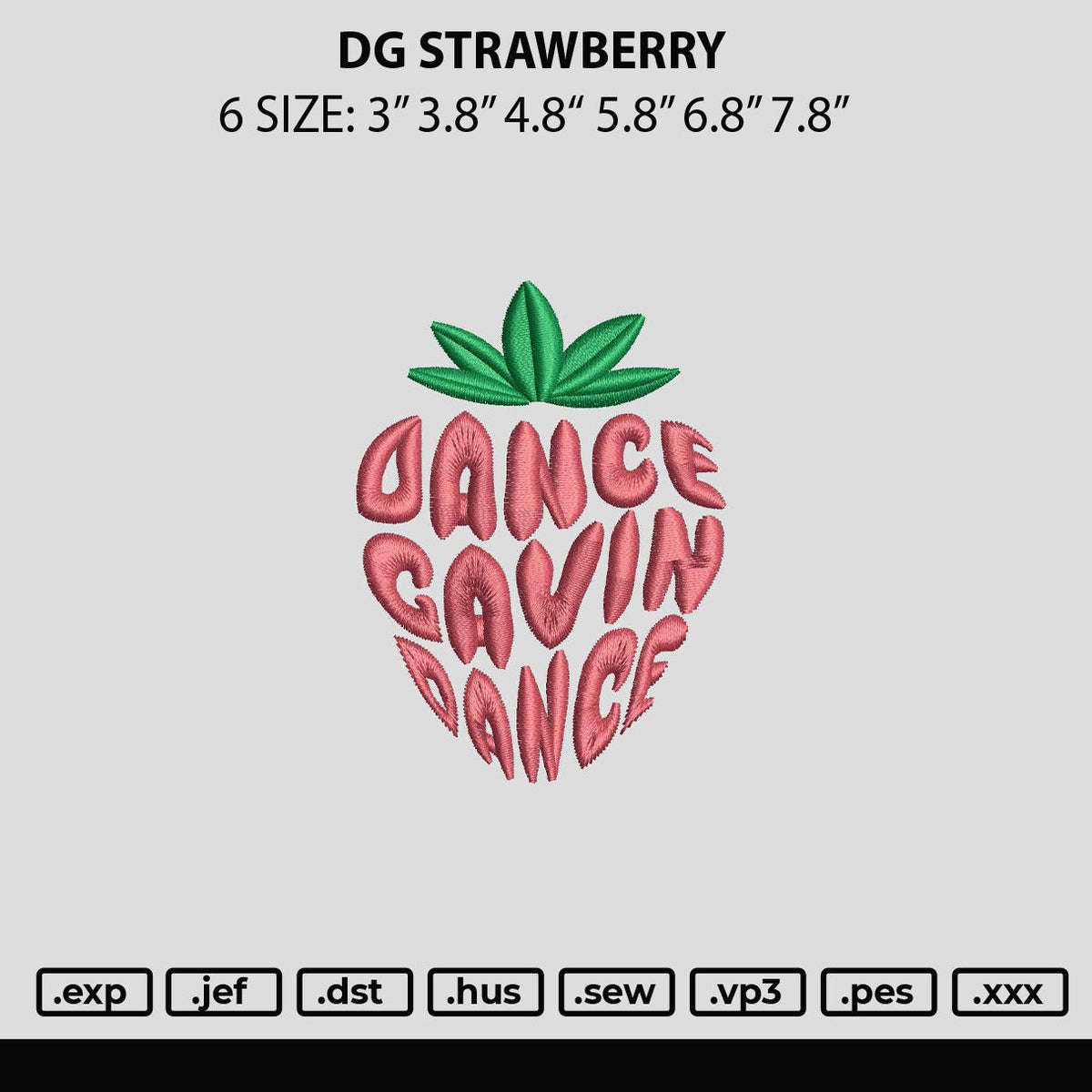 Dg Strawberry Embroidery File 6 sizes