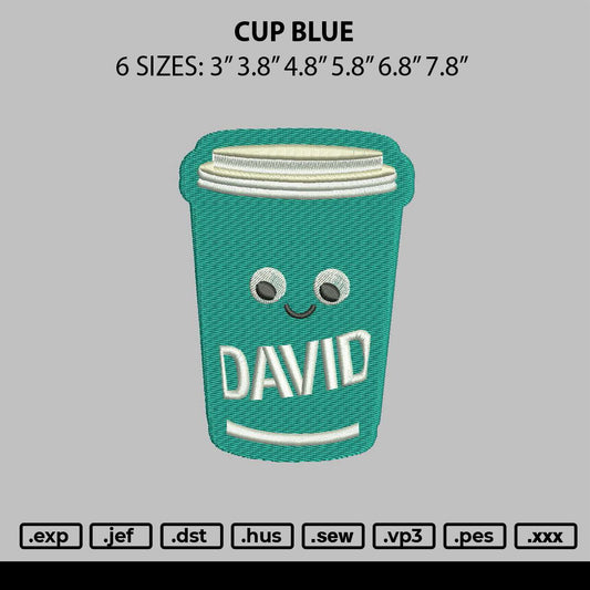 Cup Blue Embroidery File 6 sizes