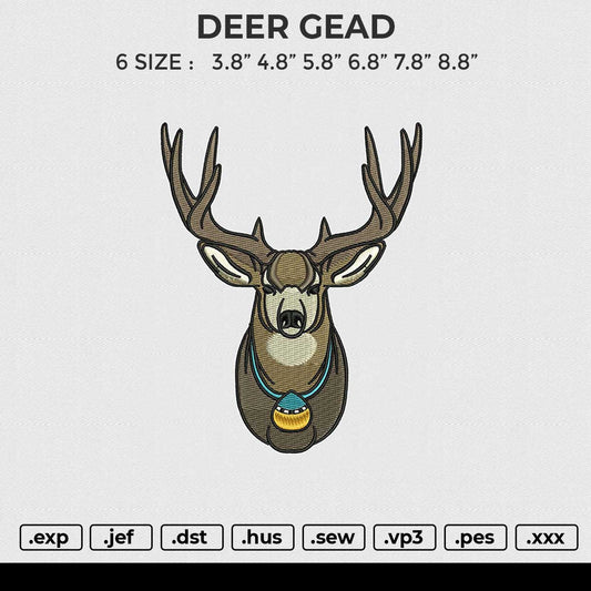 DEER GEAD Embroidery File 6 sizes
