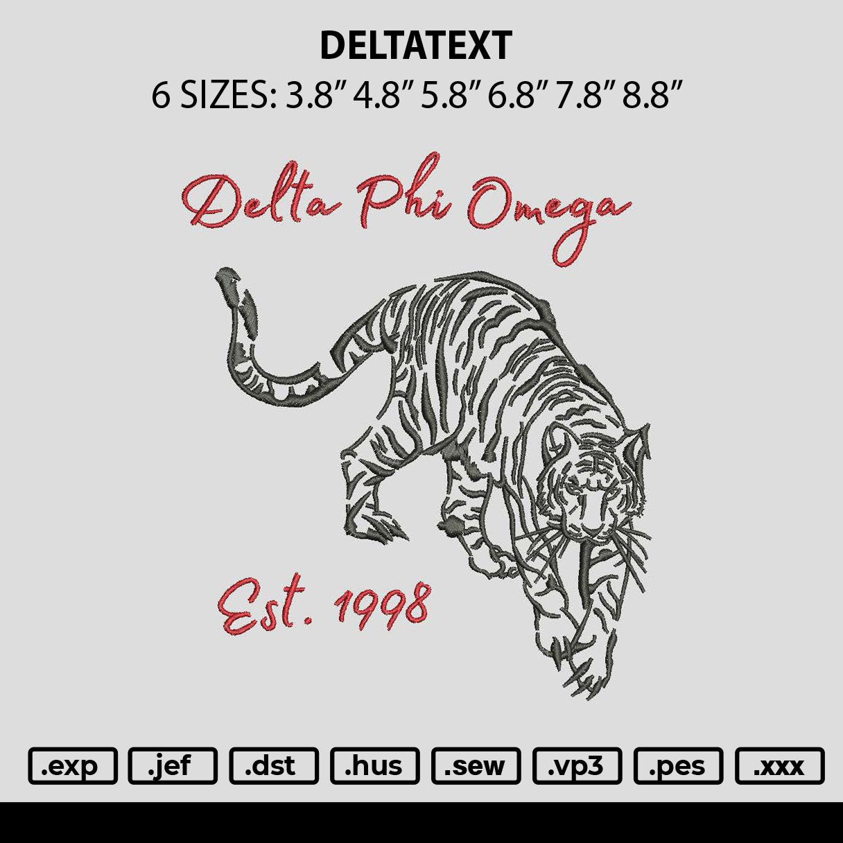 Deltatext 1104 Embroidery File 6 sizes