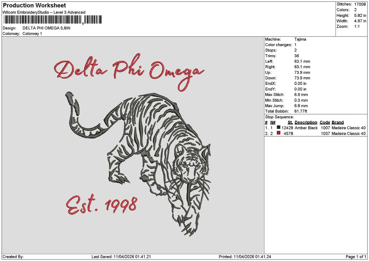 Deltatext 1104 Embroidery File 6 sizes