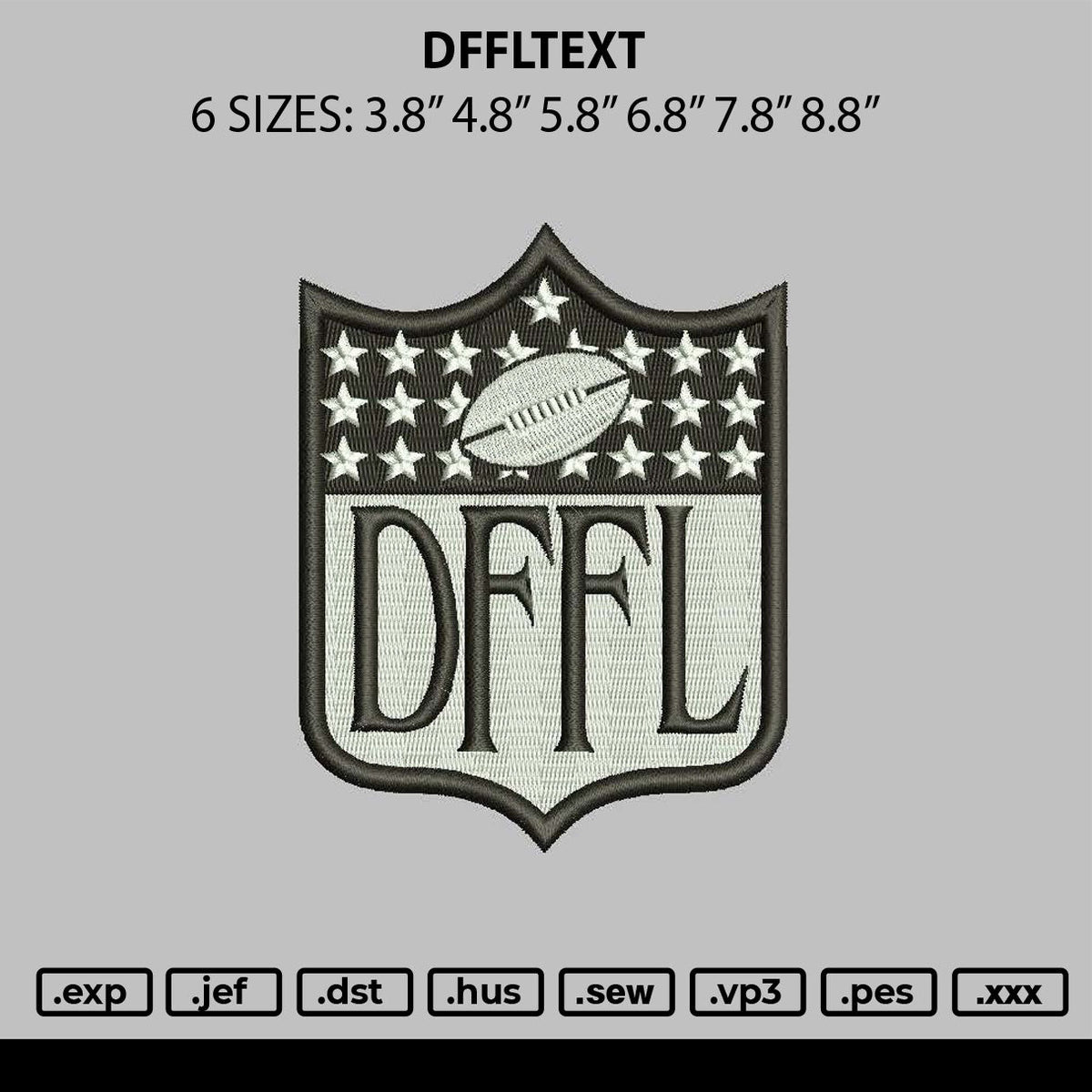 Dffltext Embroidery File 6 sizes