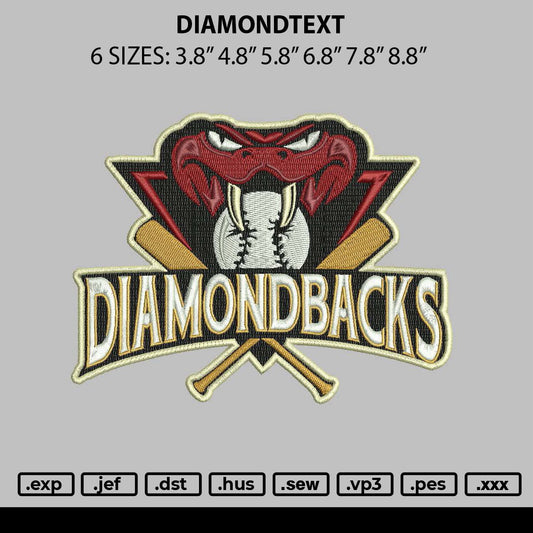 Diamondtext Embroidery File 6 sizes