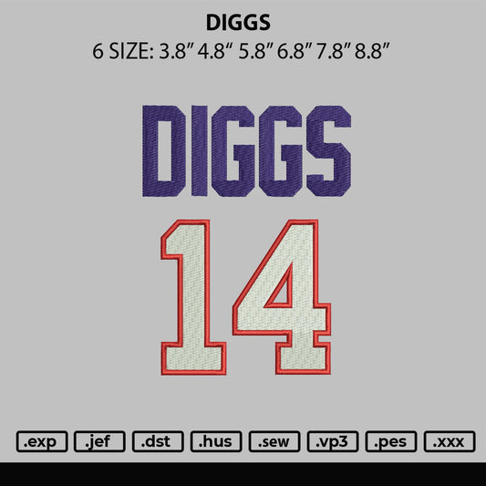Diggs Embroidery File 6 sizes